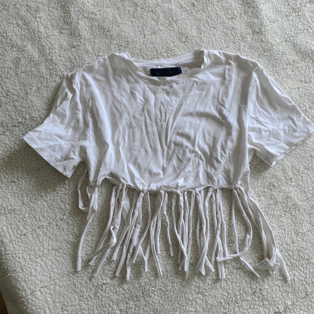 ZARA Fringe Custom Crop Tee